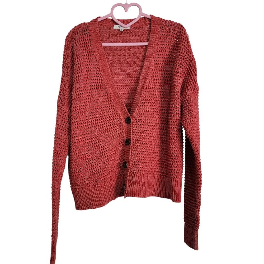 Madewell Hartley Button Front Cardigan Sweater Style MA003 Size Small Red Knit